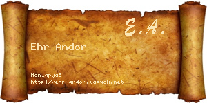 Ehr Andor névjegykártya